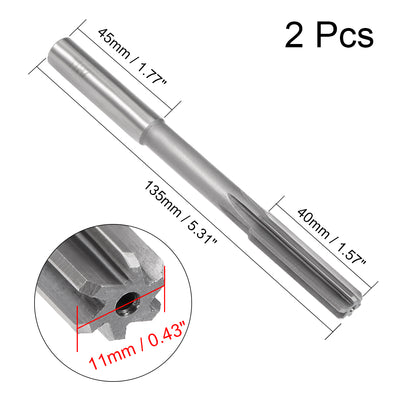 Harfington Straight Shank HSS H7 Chucking Reamer Machine Milling Cutter Tool 2Pcs
