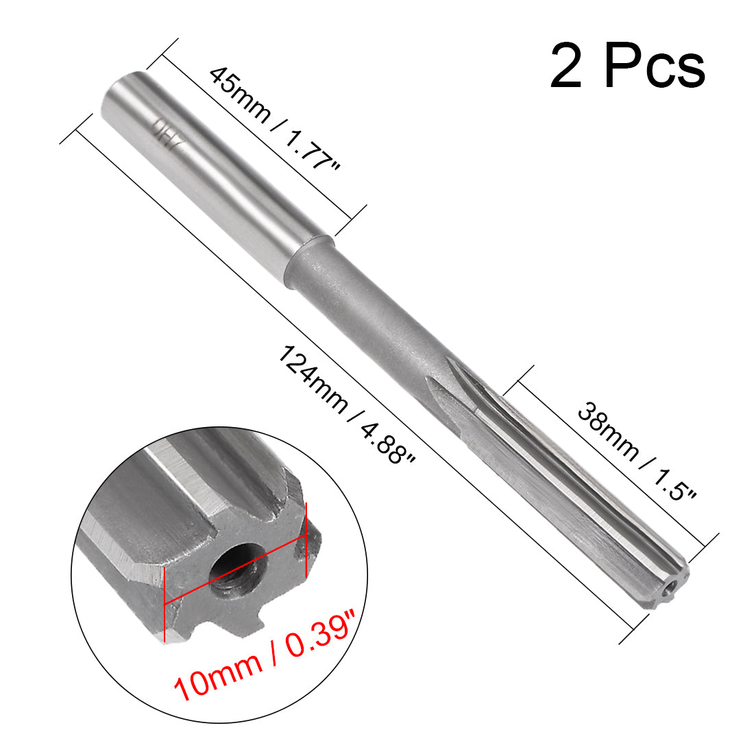Harfington Straight Shank HSS H7 Chucking Reamer Machine Milling Cutter Tool 2Pcs
