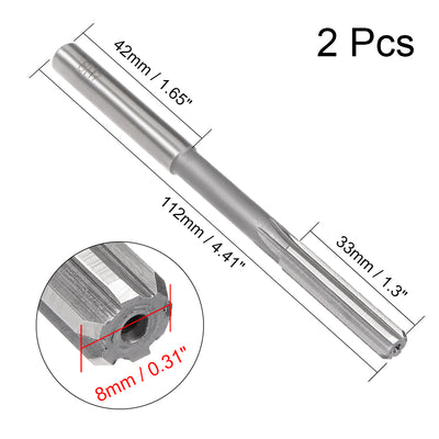 Harfington Straight Shank HSS H7 Chucking Reamer Machine Milling Cutter Tool 2Pcs