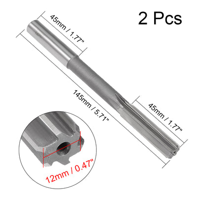 Harfington Straight Shank HSS H7 Chucking Reamer Machine Milling Cutter Tool 2Pcs
