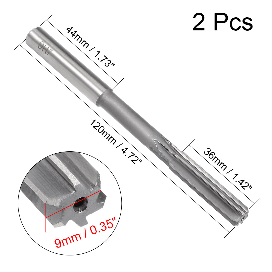 Harfington Straight Shank HSS H7 Chucking Reamer Machine Milling Cutter Tool 2Pcs