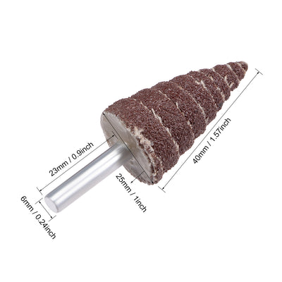 Harfington 1 Inch Cone Shape Flap Wheels Shank Mounted Sandpaper Tapered Cartridge Roll for Deburring Sanding Polishing 80 Grits