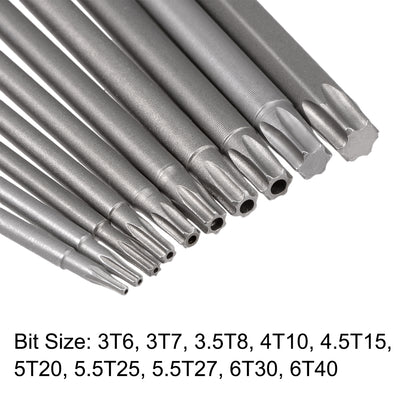 Harfington 10pcs 1/4 Inch Hex Shank T6-T40 Torx Head Screw Driver Bit Set Security Tamper Proof Star 6 Point Screwdriver Kit Tools