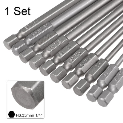 Harfington 10pcs 1/4 Inch Hex Shank T6-T40 Torx Head Screw Driver Bit Set Security Tamper Proof Star 6 Point Screwdriver Kit Tools