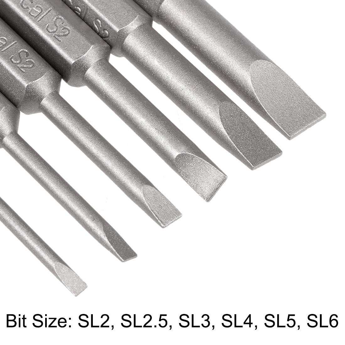 Harfington 6pcs 1/4 Inch Hex Shank SL2-SL6 Slotted Head Screw Driver Bit Set Slotted Screwdriver Kit Tools