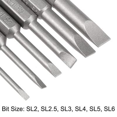 Harfington 6pcs 1/4 Inch Hex Shank SL2-SL6 Slotted Head Screw Driver Bit Set Slotted Screwdriver Kit Tools