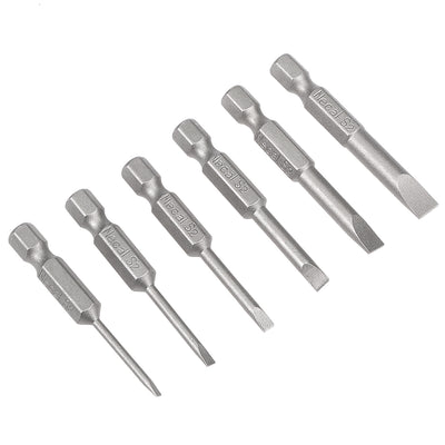 Harfington 6pcs 1/4 Inch Hex Shank SL2-SL6 Slotted Head Screw Driver Bit Set Slotted Screwdriver Kit Tools