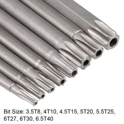 Harfington 8pcs 1/4 Inch Hex Shank T8-T40 Torx Head Screw Driver Bit Set Security Tamper Proof Star 6 Point Screwdriver Kit Tools