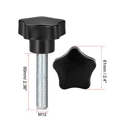 Harfington Star Knobs Grips Male Thread  Steel Zinc Stud Black Placement PP