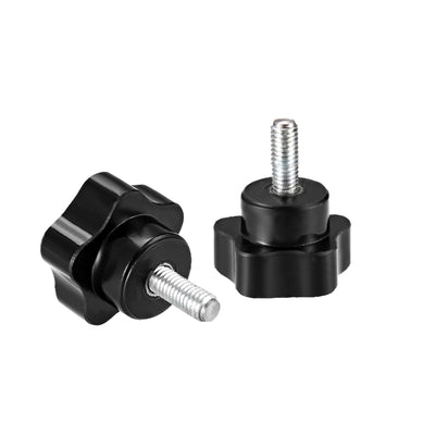 Harfington 10 Pcs Star Knobs Grips Male Thread Steel Zinc Stud Black PP