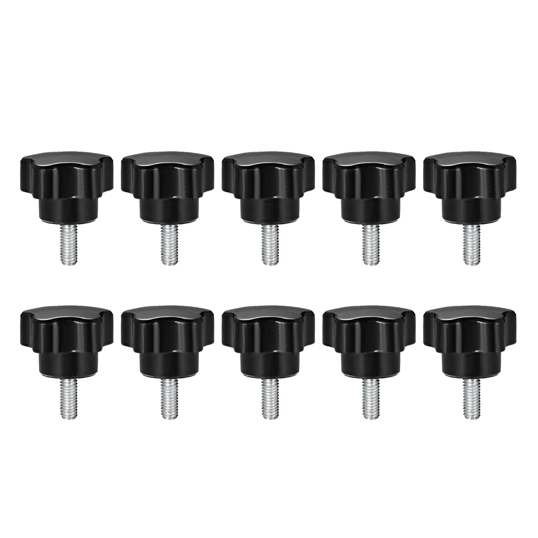 Harfington 10 Pcs Star Knobs Grips Male Thread Steel Zinc Stud Black PP