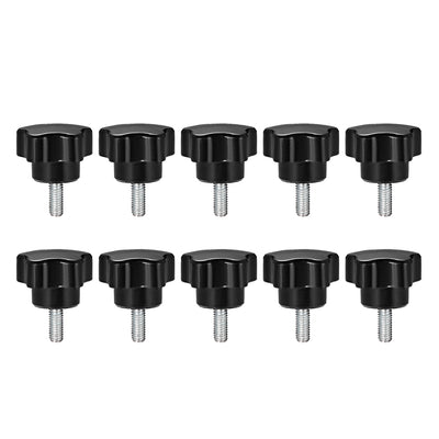 Harfington 10 Pcs Star Knobs Grips Male Thread Steel Zinc Stud Black PP