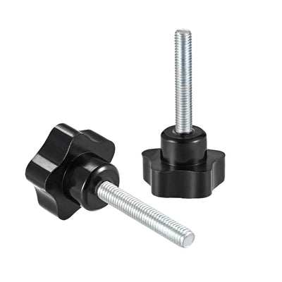 Harfington 10 Pcs Star Knobs Grips Male Thread Steel Zinc Stud Black PP