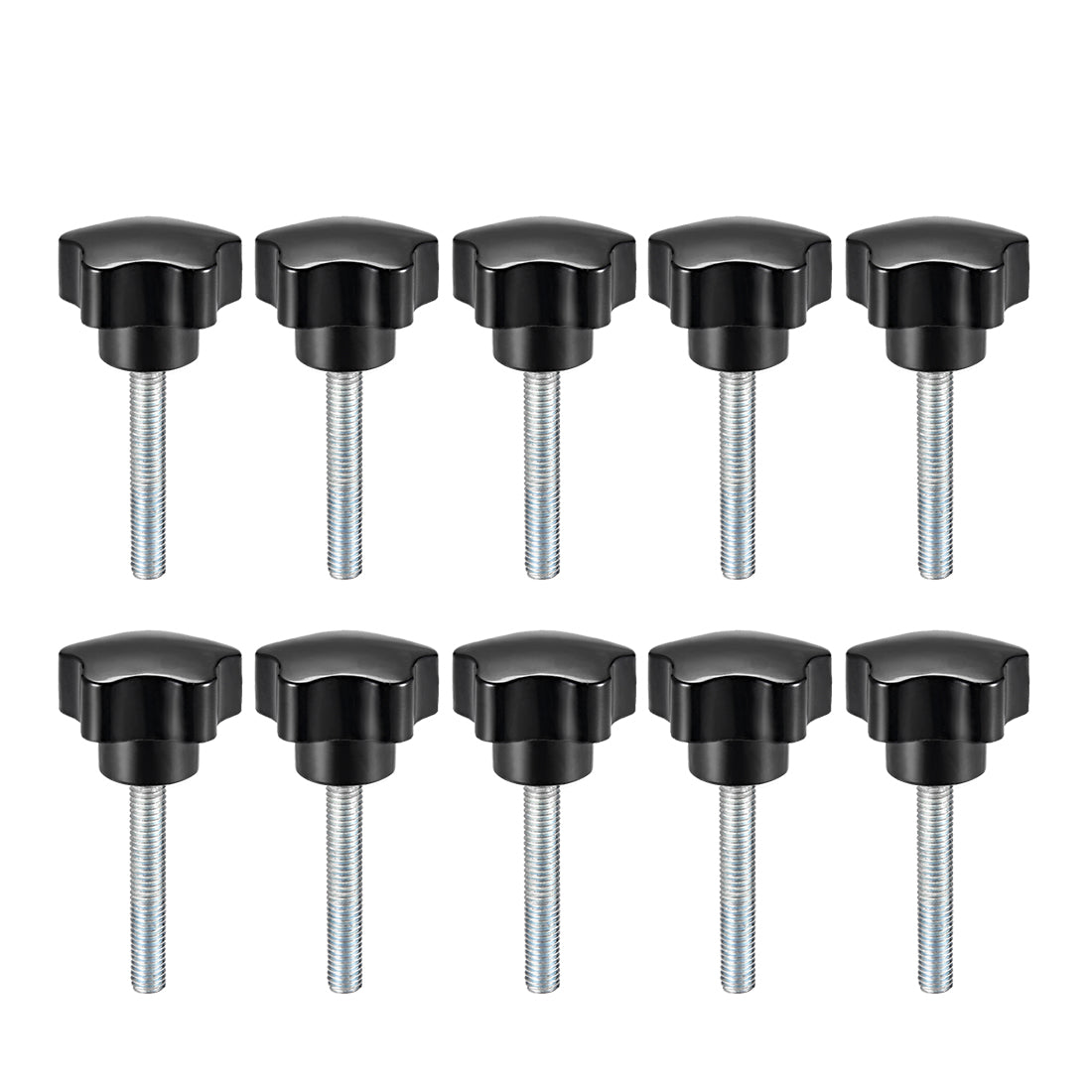 Harfington 10 Pcs Star Knobs Grips Male Thread Steel Zinc Stud Black PP