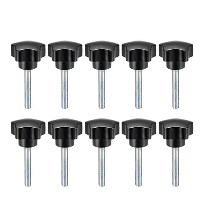 Harfington 10 Pcs Star Knobs Grips Male Thread Steel Zinc Stud Black PP