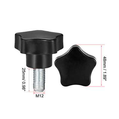 Harfington Star Knobs Grips Male Thread  Steel Zinc Stud Black Placement PP