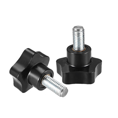 Harfington Star Knobs Grips Male Thread  Steel Zinc Stud Black Placement PP