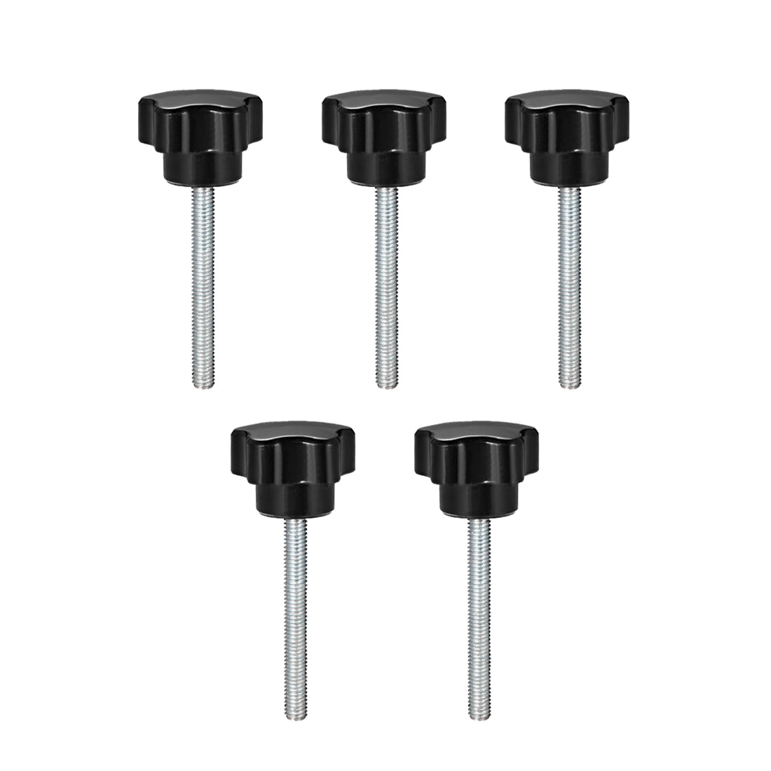Harfington 5Pcs Star Knob Grip Male Thread  Steel Zinc Stud Black PP