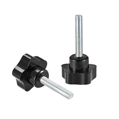 Harfington 10 Pcs Star Knobs Grips Male Thread Steel Zinc Stud Black PP