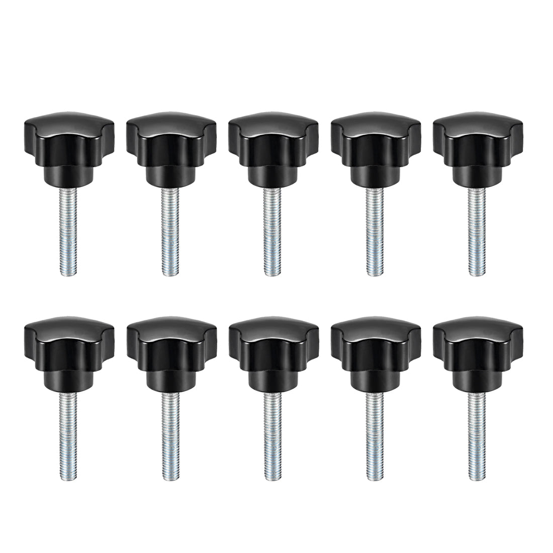 Harfington 10 Pcs Star Knobs Grips Male Thread Steel Zinc Stud Black PP