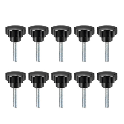 Harfington 10 Pcs Star Knobs Grips Male Thread Steel Zinc Stud Black PP