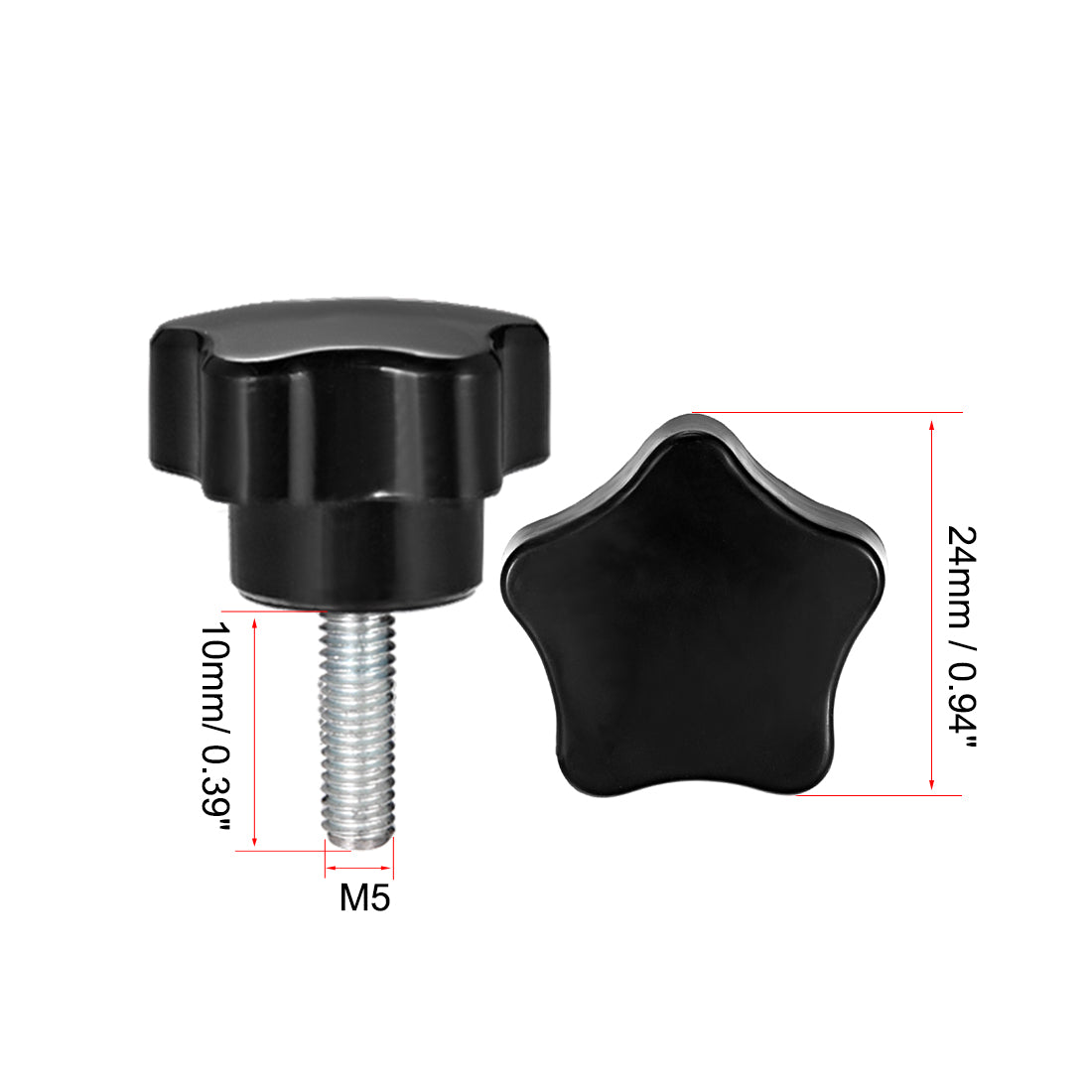 Harfington 10 Pcs Star Knobs Grips Male Thread  Steel Zinc Stud Replacement PP