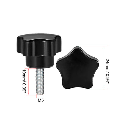 Harfington 10 Pcs Star Knobs Grips Male Thread  Steel Zinc Stud Replacement PP