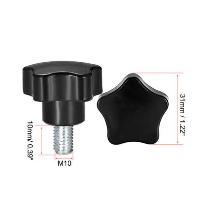 Harfington 5 Pcs Star Knobs Grip Male Thread  Steel Zinc Stud Replacement PP