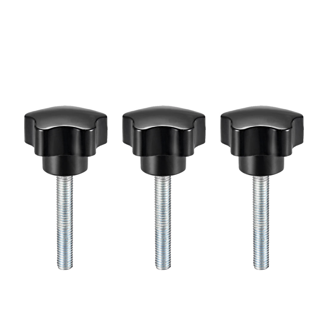 Harfington 3 Pcs Star Knob Grip Male Thread  Steel Zinc Stud Black PP