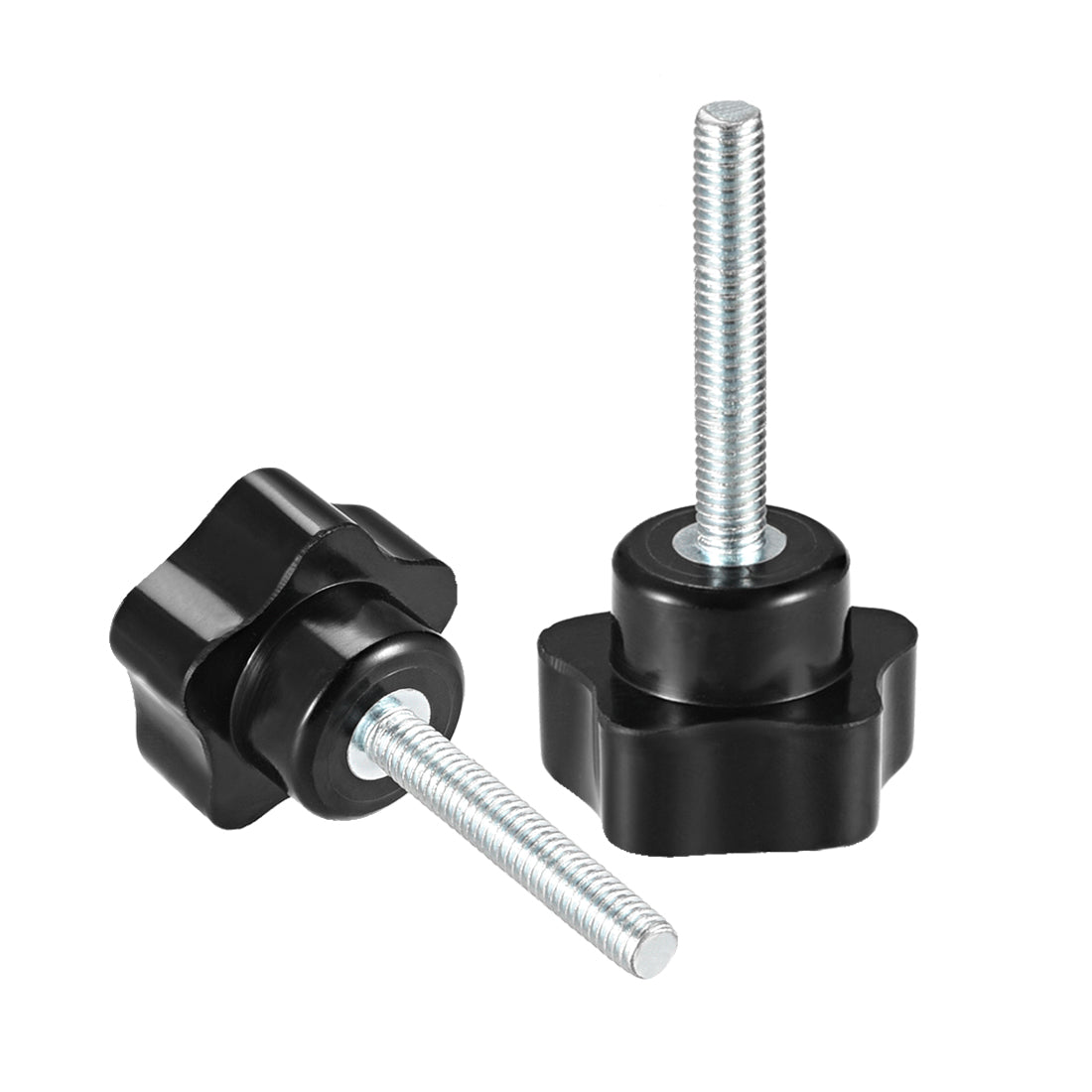Harfington 5Pcs Star Knob Grip Male Thread  Steel Zinc Stud Black PP