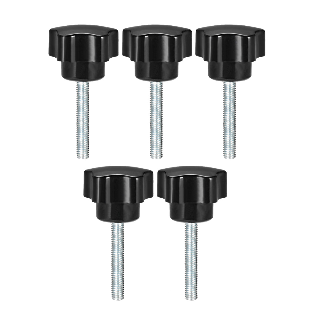 Harfington 5Pcs Star Knob Grip Male Thread  Steel Zinc Stud Black PP