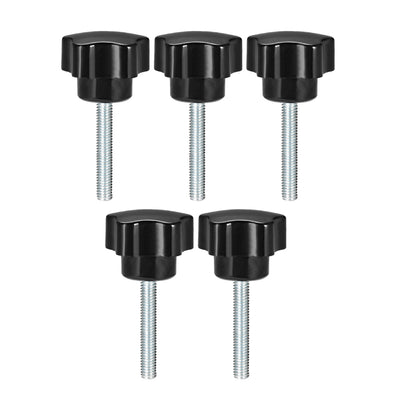 Harfington 5Pcs Star Knob Grip Male Thread  Steel Zinc Stud Black PP