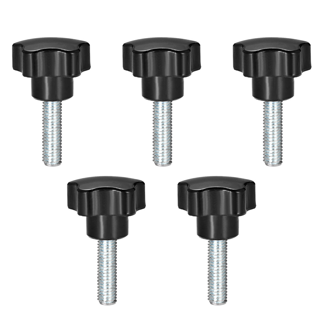 Harfington 5Pcs Star Knob Grip Male Thread  Steel Zinc Stud Black PP