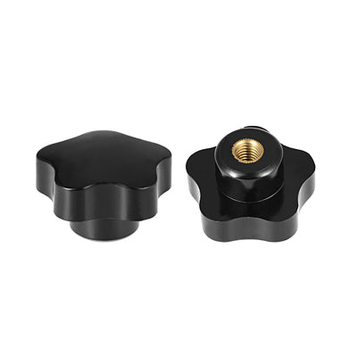 Harfington Star Knobs Grip Handle Brass Insert Female Thread Set of 10 Black