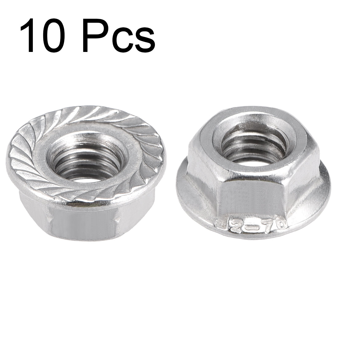 Harfington M6 Serrated Flange Hex Lock Nuts, 304 Stainless Steel, 10 Pcs