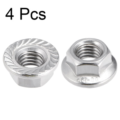 Harfington 316 Stainless Steel Silver Tone Hex Flange Nut