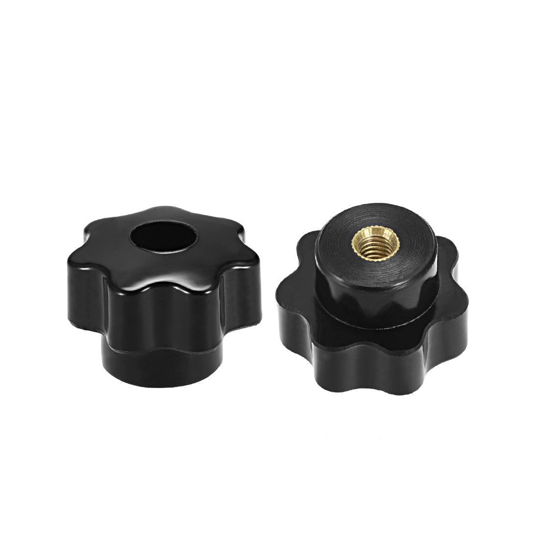 Harfington 6 Pcs Star Knob Grip Handle M6 Diameter 31mm Brass Insert Female Thread Black