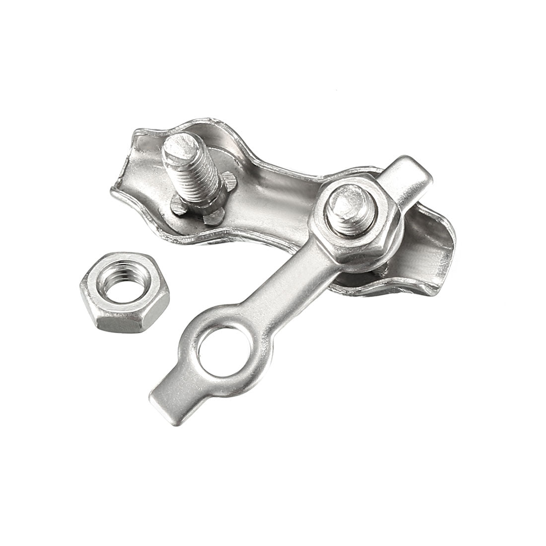 Harfington 5 Pcs 316 Stainless Steel Duplex Wire Rope Clip Cable Clamp Suit For 0.8-1.5mm Rope