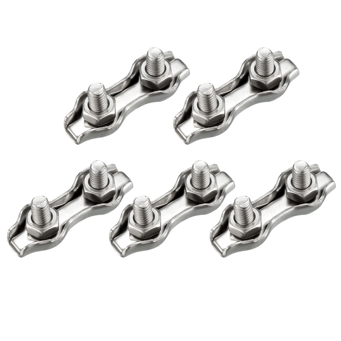 Harfington 5 Pcs 316 Stainless Steel Duplex Wire Rope Clip Cable Clamp Suit For 0.8-1.5mm Rope