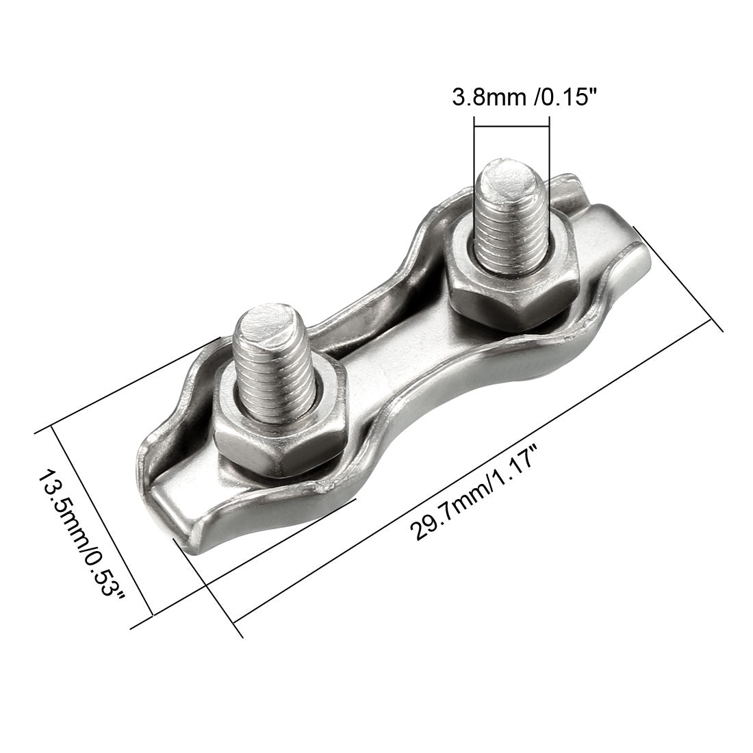 Harfington 8 Pcs 316 Stainless Steel Duplex Wire Rope Clip Cable Clamp Suit For 0.8-1.5mm Rope