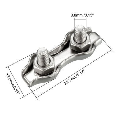 Harfington 8 Pcs 316 Stainless Steel Duplex Wire Rope Clip Cable Clamp Suit For 0.8-1.5mm Rope