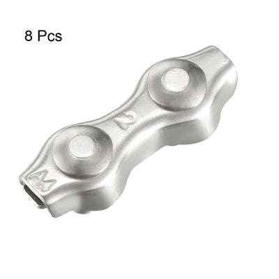 Harfington 8 Pcs 316 Stainless Steel Duplex Wire Rope Clip Cable Clamp Suit For 0.8-1.5mm Rope