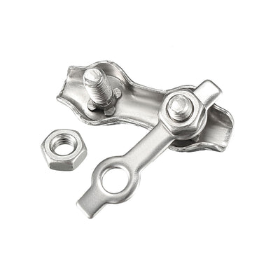 Harfington 8 Pcs 316 Stainless Steel Duplex Wire Rope Clip Cable Clamp Suit For 0.8-1.5mm Rope