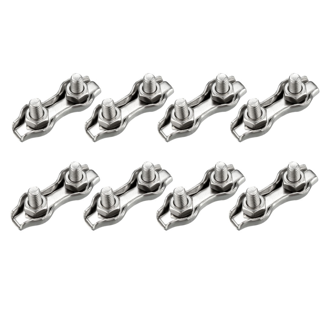 Harfington 8 Pcs 316 Stainless Steel Duplex Wire Rope Clip Cable Clamp Suit For 0.8-1.5mm Rope