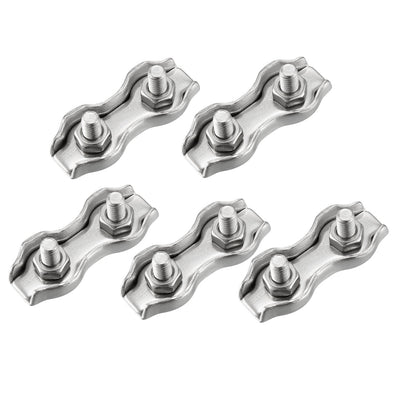 Harfington 5 Pcs 316 Stainless Steel Duplex Wire Rope Clip Cable Clamp Suit For 2mm Rope