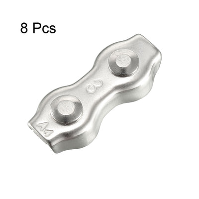 Harfington 316 Stainless Steel Duplex 2-Post Wire Rope Clip Cable Clamp 8 Pcs  Suit for 4mm Rope