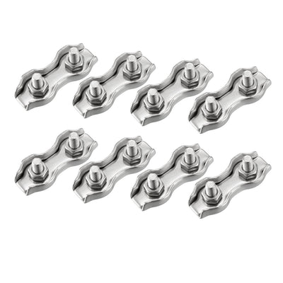 Harfington 316 Stainless Steel Duplex 2-Post Wire Rope Clip Cable Clamp 8 Pcs  Suit for 4mm Rope