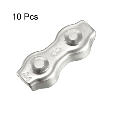 Harfington 10 Pcs 316 Stainless Steel Duplex Wire Rope Clip Cable Clamp Suit For 2mm Rope