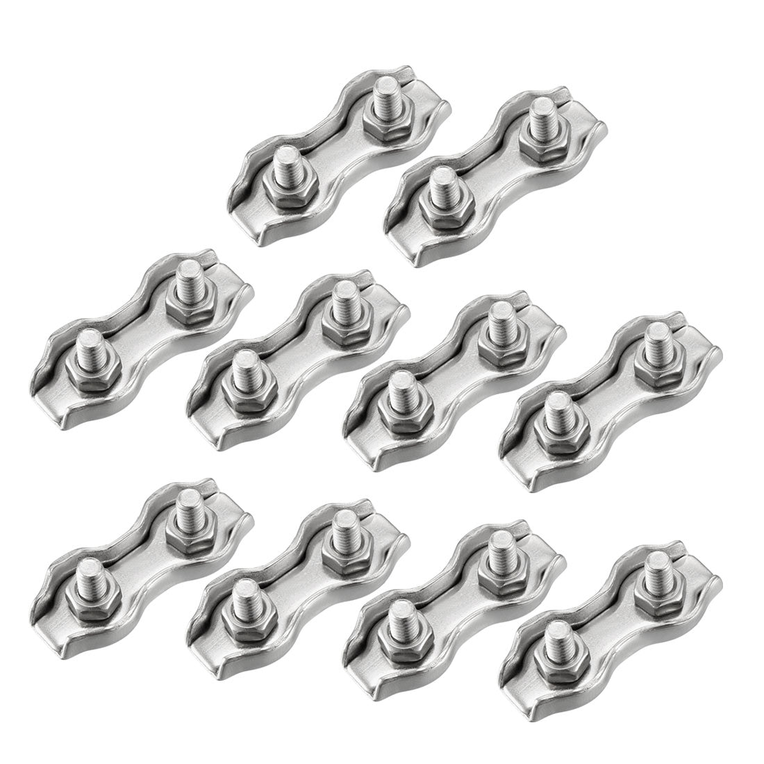 Harfington 10 Pcs 316 Stainless Steel Duplex Wire Rope Clip Cable Clamp Suit For 2mm Rope
