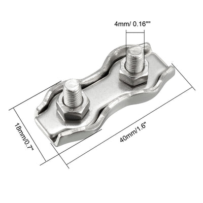 Harfington M4 316 Stainless Steel Duplex 2-Post Wire Rope Clip Cable Clamp 2 Pcs Suit for 4mm Rope